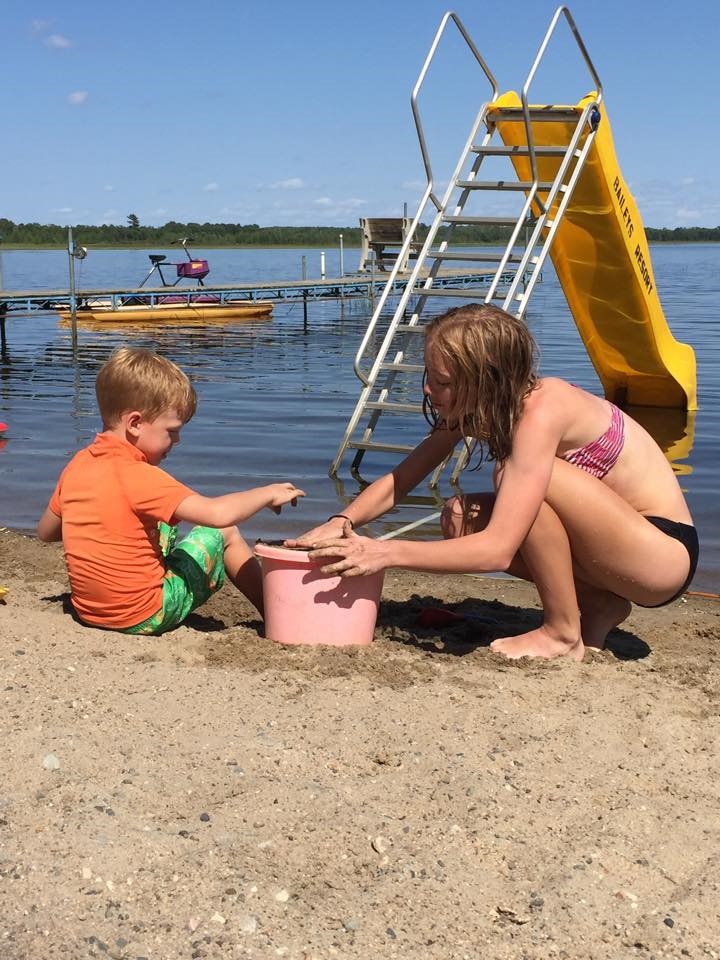Ma and Pa Resort lake with kids at beach larger