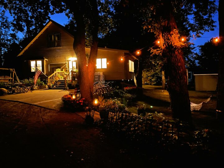 Swan Lake Resort & Campground - night lights around trading post
