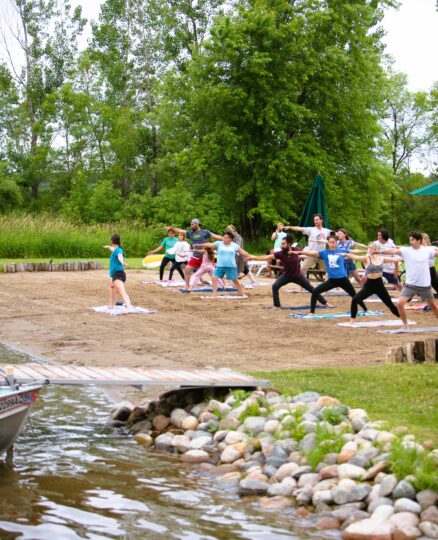 Swan Lake Resort & Campground - yoga on beach over 4th of July